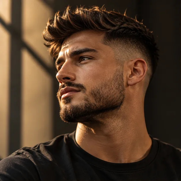 Retrato ilustrativo con corte masculino degradado