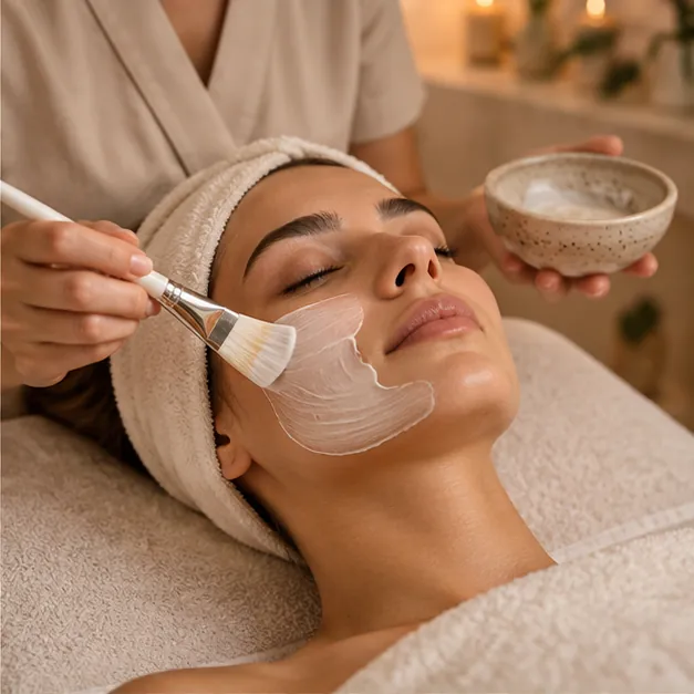 Aplicación de un tratamiento facial ilustrativo